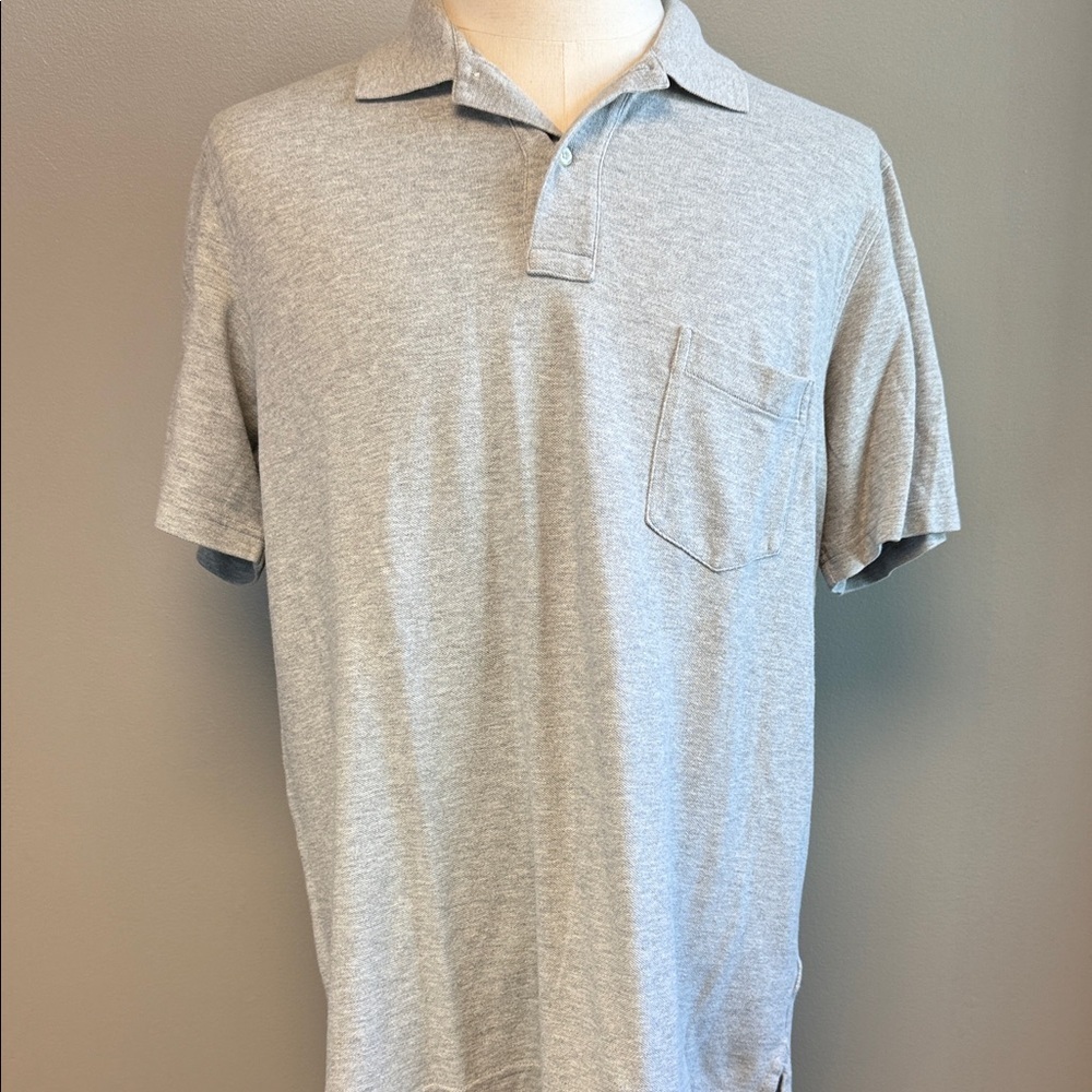 Lands’ End Polo Shirt Gray L 100% Cotton EUC